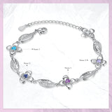 Personalized Flower Birthstone Bracelet with Name Engraving