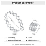 JewelOra Stainless Steel Adjustable CZ Ring Women Wedding Engagement Jewelry