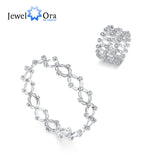 JewelOra Stainless Steel Adjustable CZ Ring Women Wedding Engagement Jewelry