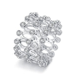 JewelOra Stainless Steel Adjustable CZ Ring Women Wedding Engagement Jewelry