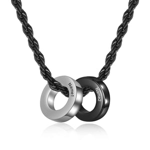 JewelOra Engraved Name Necklace Men Pendant Stainless Steel Fathers Gift