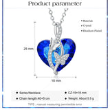 JewelOra Classic Heart Crystal Necklaces for Women Silver