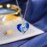 JewelOra Classic Heart Crystal Necklaces for Women Silver