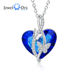 JewelOra Classic Heart Crystal Necklaces for Women Silver