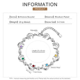 Personalized Birthstone Star Moon Chain Bracelet for Women with Name Engraving