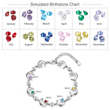 Personalized Birthstone Star Moon Chain Bracelet for Women with Name Engraving