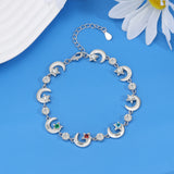 Personalized Birthstone Star Moon Chain Bracelet for Women with Name Engraving