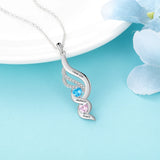 Personalized Engraving Twisted Pendant Necklace with 2 Birthstones