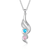 Personalized Engraving Twisted Pendant Necklace with 2 Birthstones