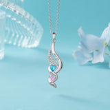 Personalized Engraving Twisted Pendant Necklace with 2 Birthstones