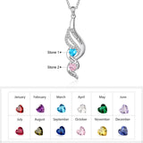 Personalized Engraving Twisted Pendant Necklace with 2 Birthstones