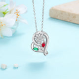 Sunflower Pendant with Name Engraving & Birthstone Hearts
