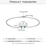 Personalized 2 Birthstones Heart Bracelets for Women Couples