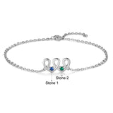 Personalized 2 Birthstones Heart Bracelets for Women Couples