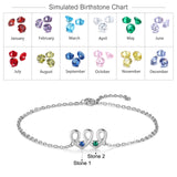 Personalized 2 Birthstones Heart Bracelets for Women Couples