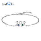 Personalized 2 Birthstones Heart Bracelets for Women Couples