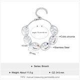 Personalized 3 Name Leaf Charm Bracelet with Birthstones for Women