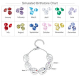 Personalized 3 Name Leaf Charm Bracelet with Birthstones for Women