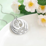 JewelOra Custom Tree of Life Necklace Stainless Steel Round Pendants