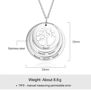 JewelOra Custom Tree of Life Necklace Stainless Steel Round Pendants