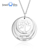 JewelOra Custom Tree of Life Necklace Stainless Steel Round Pendants