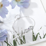 Personalized 925 Silver Infinity Bracelet with Birthstone & Name - Gift