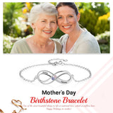 Personalized 925 Silver Infinity Bracelet with Birthstone & Name - Gift