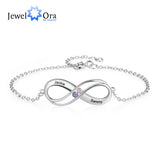 Personalized 925 Silver Infinity Bracelet with Birthstone & Name - Gift