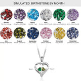 JewelOra Personalized Name Necklace with 2 Birthstones Heart Pendant