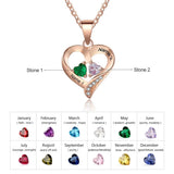 JewelOra Personalized Name Necklace with 2 Birthstones Heart Pendant