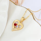 JewelOra Personalized Name Necklace with 2 Birthstones Heart Pendant
