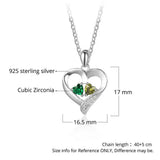 JewelOra Personalized Name Necklace with 2 Birthstones Heart Pendant