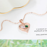 JewelOra Personalized Name Necklace with 2 Birthstones Heart Pendant