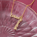 JewelOra Personalized 925 Silver Nameplate Necklaces for Women 2 Names Pendants