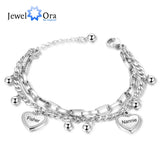 Personalized Beads & Heart Charm Bracelet for Women Stainless Steel Jewelry