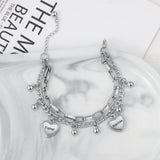 Personalized Beads & Heart Charm Bracelet for Women Stainless Steel Jewelry