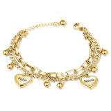 Personalized Beads & Heart Charm Bracelet for Women Stainless Steel Jewelry