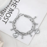 Personalized Beads & Heart Charm Bracelet for Women Stainless Steel Jewelry