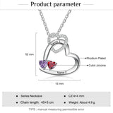 Personalized Birthstone Heart Pendant Necklace Engraving 2 Names Necklaces