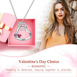Personalized Birthstone Heart Pendant Necklace Engraving 2 Names Necklaces