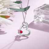 Personalized Birthstone Heart Pendant Necklace Engraving 2 Names Necklaces