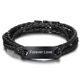 Personalized Engraved Stainless Steel Name Bar Bracelet for Men