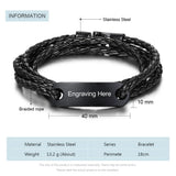 Personalized Engraved Stainless Steel Name Bar Bracelet for Men
