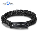 Personalized Engraved Stainless Steel Name Bar Bracelet for Men