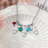 Personalized Boy Girl Pendant Necklace with Birthstone
