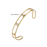 JewelOra Custom Cuff Bracelet Stainless Steel Letter Bangle