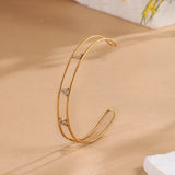 JewelOra Custom Cuff Bracelet Stainless Steel Letter Bangle
