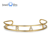 JewelOra Custom Cuff Bracelet Stainless Steel Letter Bangle
