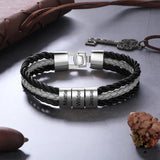 Personalized Leather Bracelet with Stainless Steel Beads