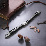 Personalized Leather Bracelet with Stainless Steel Beads
